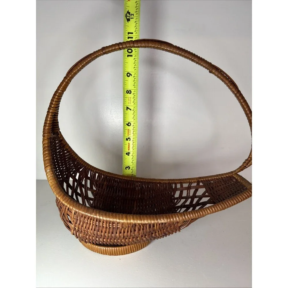 Vintage Basket Hand Crafted Woven Natural Rattan Gondola Boat Shaped